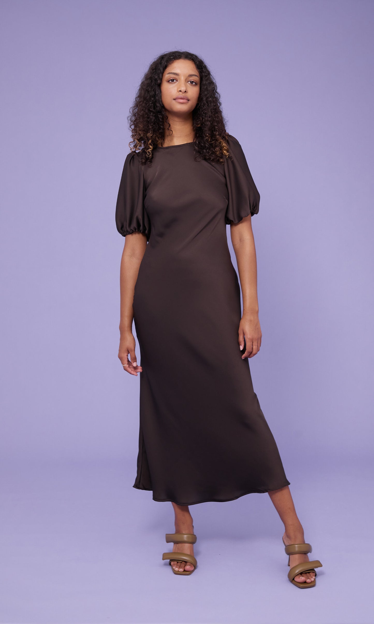 Kendall Satin Dress (Espresso)