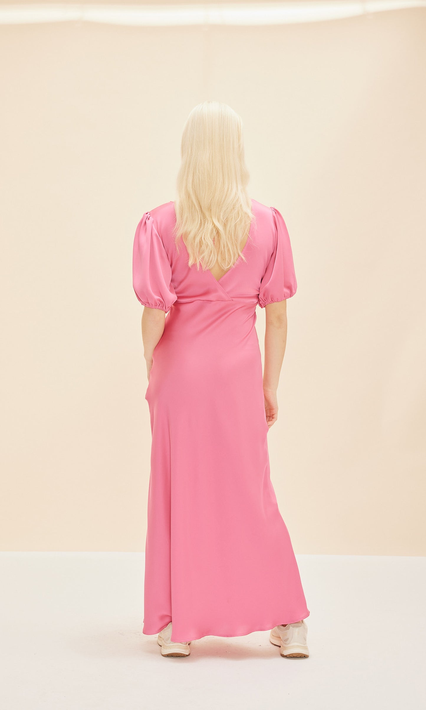 Uma Satin Dress (Hot Pink)