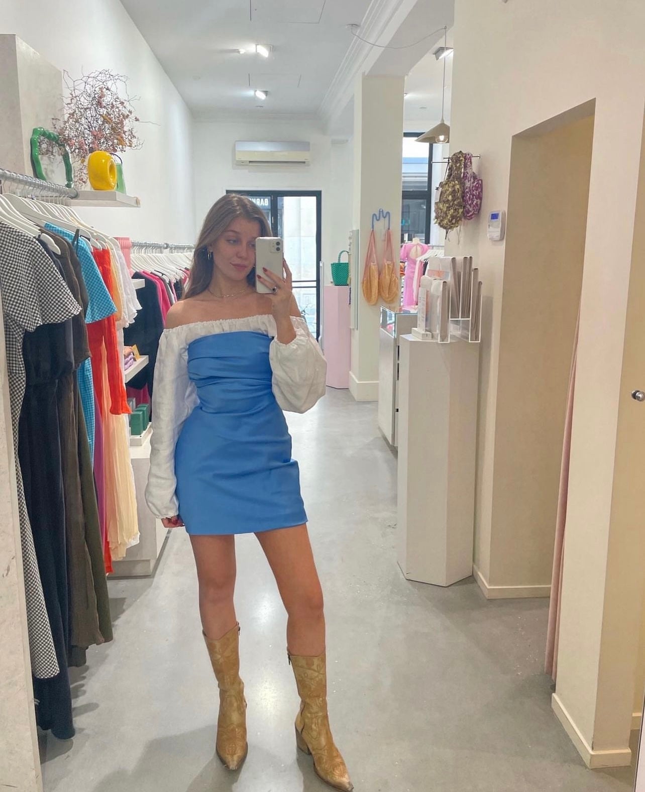 Cher Satin Mini Dress (Azure)