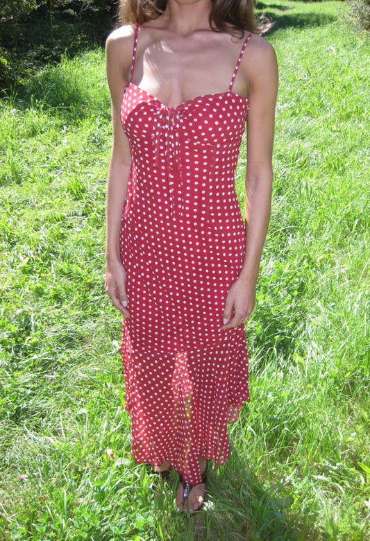 Elora Dress with Polka Dots - Red