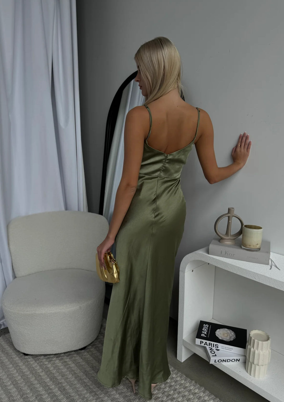 Queenie Saturn Maxi Dress (Olive)