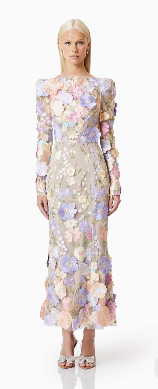 Shannon 3D Floral Midi Dress