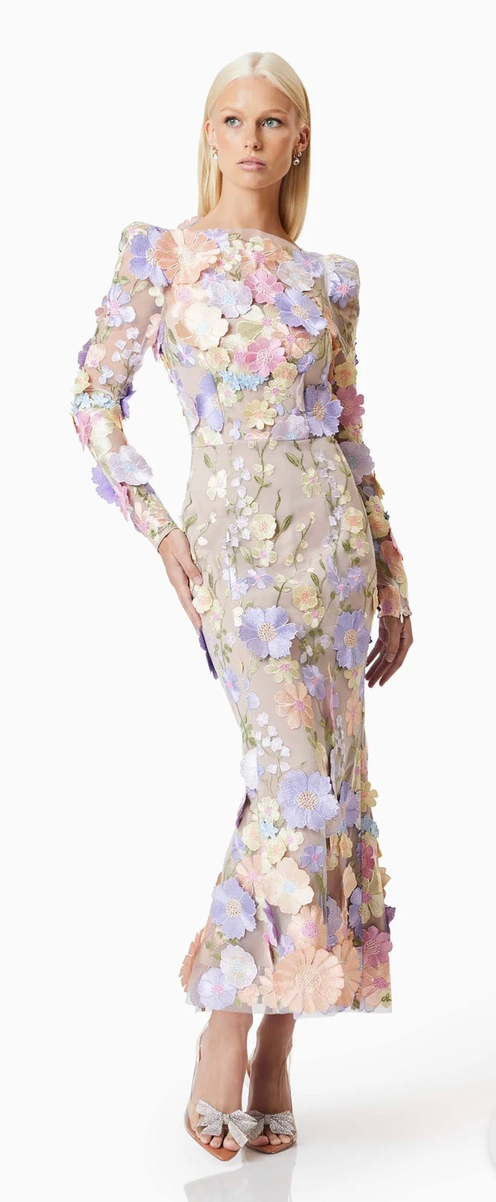 Shannon 3D Floral Midi Dress