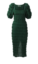 Load image into Gallery viewer, Mirella Puff Sleeve Dress (Forest Green)