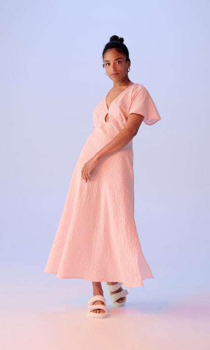 Clover Midi (Peach Gingham)