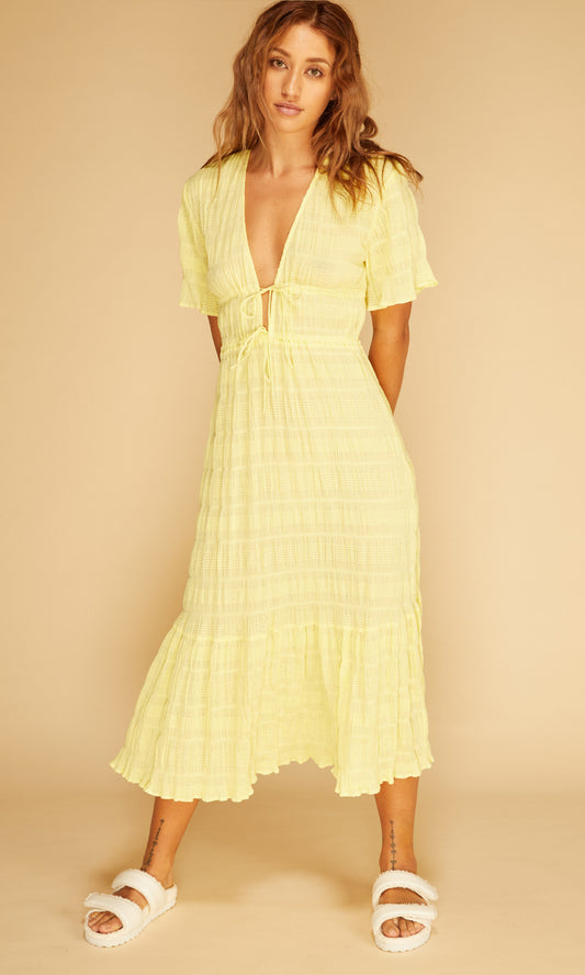 Mirella V-Neck Dress (Lemon)