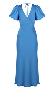 Uma Satin Dress (Cerulean)