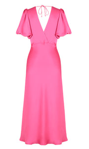 Uma Satin Dress (Hot Pink)