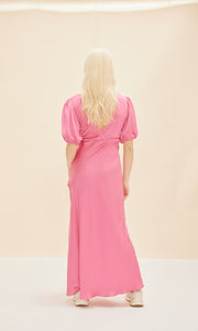 Uma Satin Dress (Hot Pink)