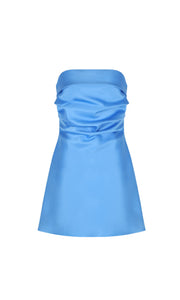 Cher Satin Mini Dress (Azure)