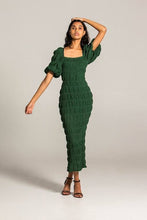 Load image into Gallery viewer, Mirella Puff Sleeve Dress (Forest Green)