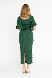 Mirella Puff Sleeve Dress (Forest Green)